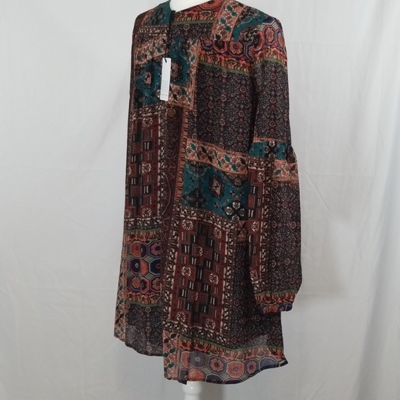 LoveRichie Rust tones Tie front Tunic Dress - Picture 3 of 7